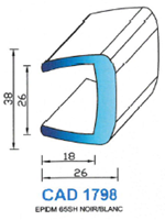 CAD1798N Profil EPDM <br /> 65 Shore <br /> Noir<br />