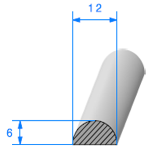 1/2 Rond Cellulaire <br /> [12 mm] <br /> Vendu au Mtre<br />