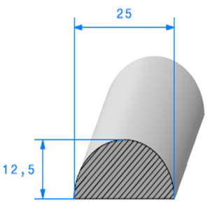 1/2 Rond Cellulaire <br /> [25 mm] <br /> Vendu au Mtre<br />