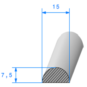 1/2 Rond Cellulaire <br /> [15 mm] <br /> Vendu au Mtre<br />