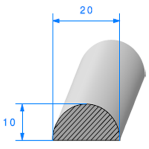 1/2 Rond Cellulaire <br /> [20 mm] <br /> Vendu au Mtre<br />