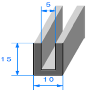 Compact en U 
 [15 x 10 mm] 
 [Accroche 5 mm] 
 Vendu au Mtre