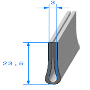 Compact en U <br /> [23,5 x 6 mm] <br /> [Accroche 3 mm] <br /> Vendu au Mtre<br />