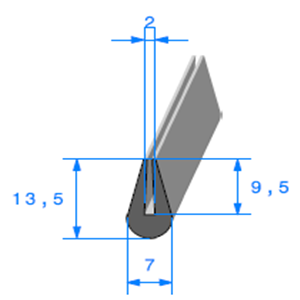 Compact en U  [13,5 x 7 mm]  [Accroche 2 mm]  Vendu au Mtre