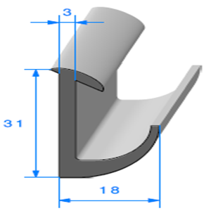 Compact en L  [31 x 18 mm]  Vendu  la longueur de 2.50ML