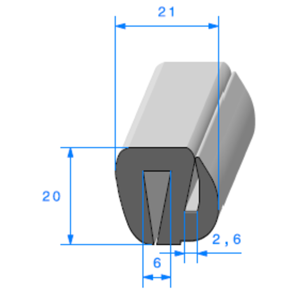 Joint de Fentre en S 
 [20 x 21 mm] 
 Vendu au Mtre