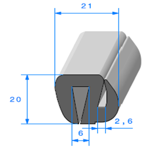 Joint de Fentre en S <br /> [20 x 21 mm] <br /> Vendu au Mtre<br />