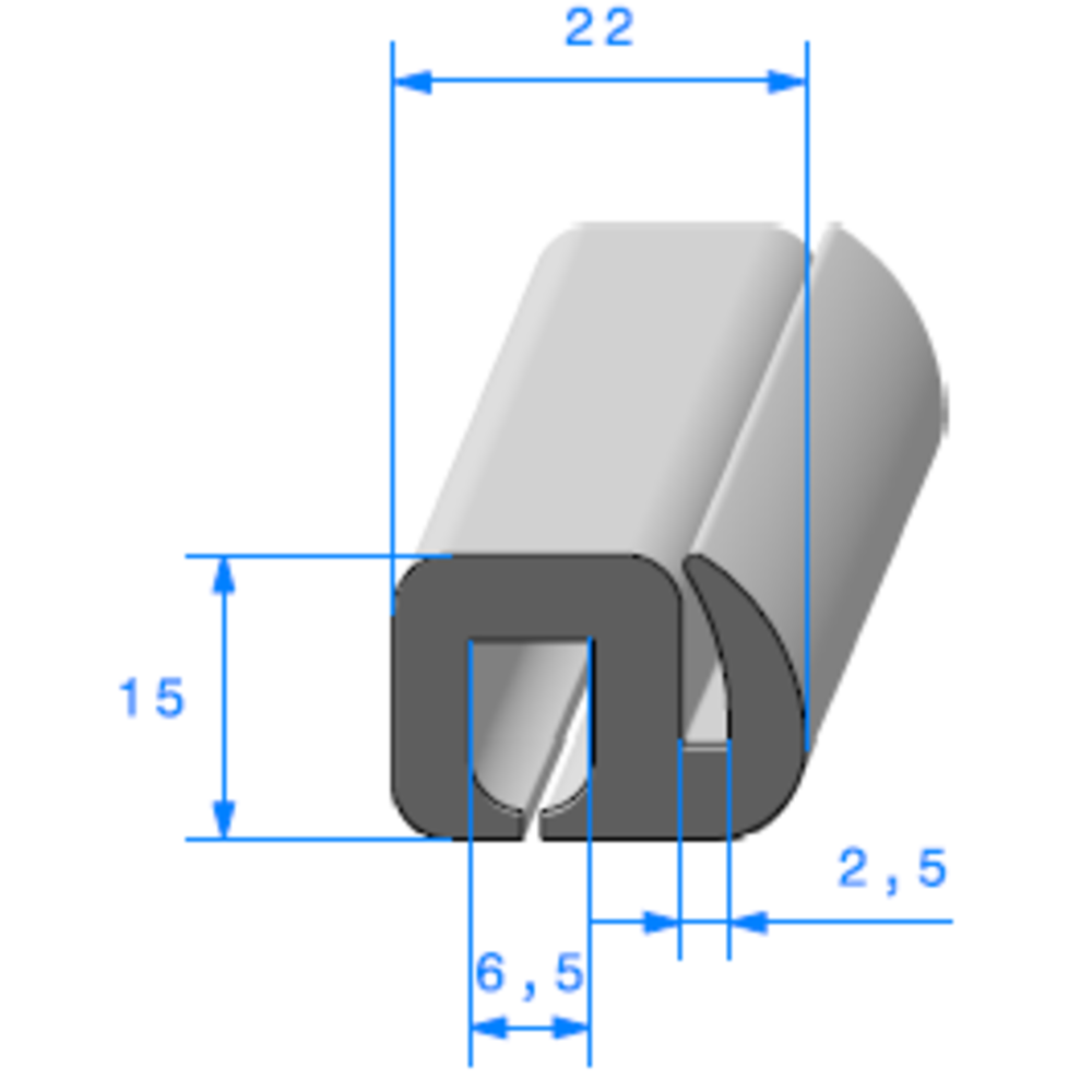 Joint de Fentre en S 
 [15 x 22 mm] 
 Vendu au Mtre