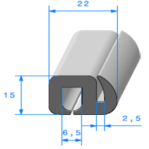 Joint de Fentre en S <br /> [15 x 22 mm] <br /> Vendu au Mtre<br />