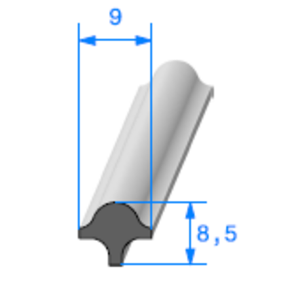 Cl pour Prof Compact Glace 
 [8,5 x 9 mm] 
 Vendu au Mtre