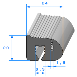 Joint de Fentre en S 
 [20 x 24 mm] 
 Vendu au Mtre