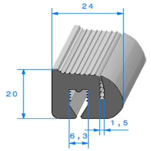 Joint de Fentre en S <br /> [20 x 24 mm] <br /> Vendu au Mtre<br />