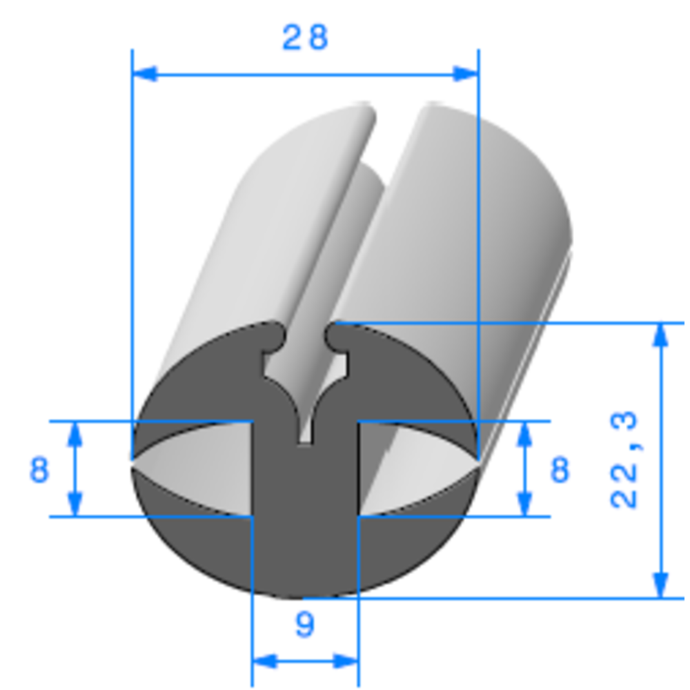 Joint de Fentre en H  [22,3 x 28 mm]  Vendu au Mtre