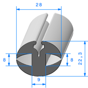 Joint de Fentre en H  [22,3 x 28 mm]  Vendu au Mtre