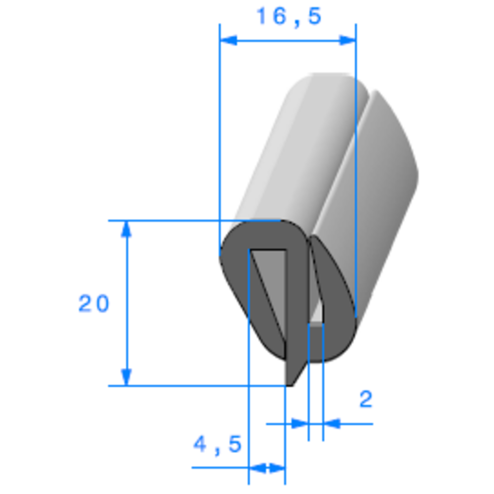 Joint de Fenêtre en S [20 x 16,5 mm] Vendu au Mètre