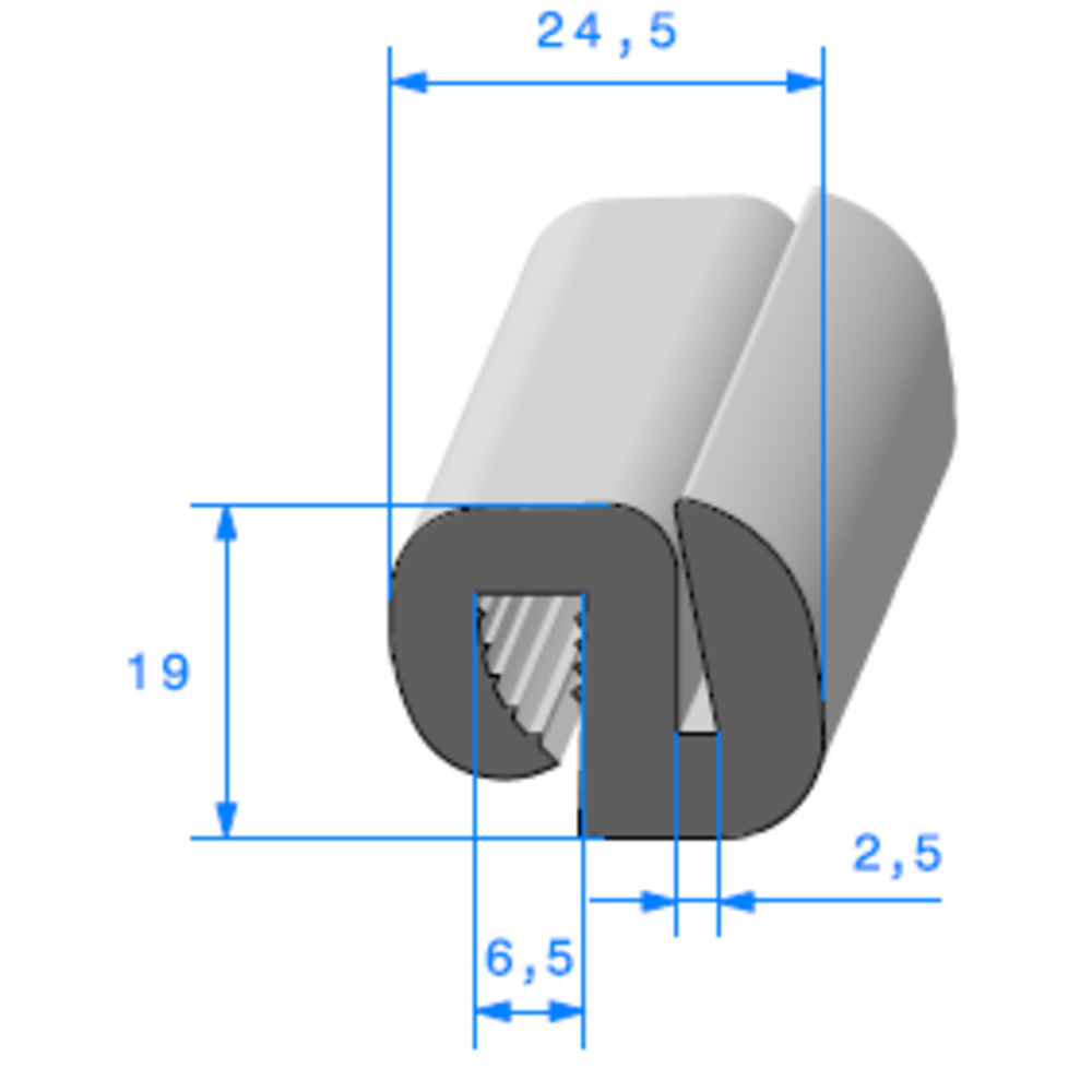 Joint de Fentre en S 
 [19 x 24,5 mm] 
 Vendu au Mtre