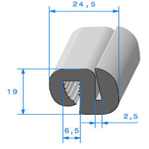 Joint de Fentre en S 
 [19 x 24,5 mm] 
 Vendu au Mtre