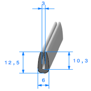 Compact en U 
 [12,5 x 6 mm] 
 [Accroche 3 mm] 
 Vendu au Mtre