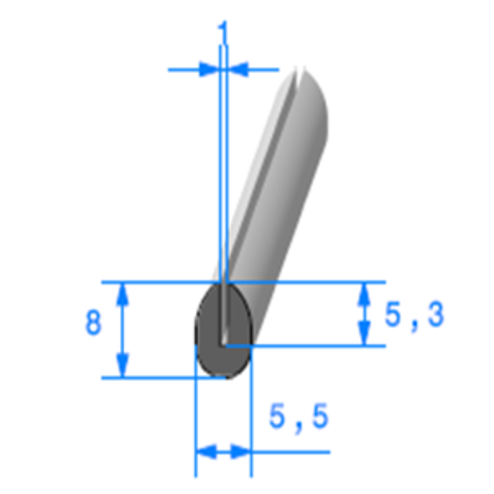 Compact en U 
 [8 x 5,5 mm] 
 [Accroche 1 mm] 
 Vendu au Mtre