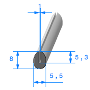 Compact en U <br /> [8 x 5,5 mm] <br /> [Accroche 1 mm] <br /> Vendu au Mtre<br />