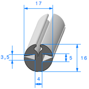 Joint de Fentre en H  [16 x 17 mm]  Vendu au Mtre