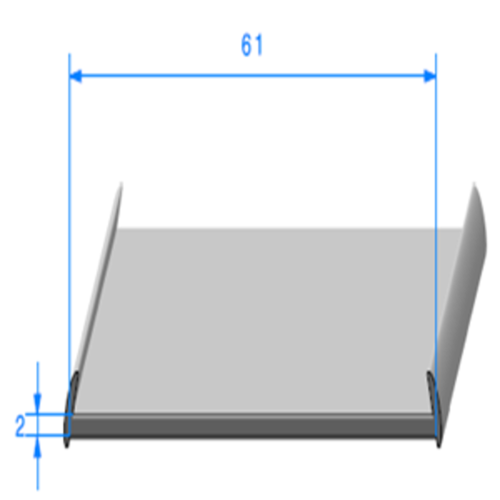 Semelle EPDM 
 [8 x 61 mm] 
 Vendu au Mtre