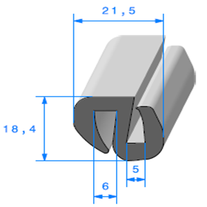 Joint de Fentre en S <br /> [18,4 x 21,5 mm] <br /> Vendu au Mtre<br />