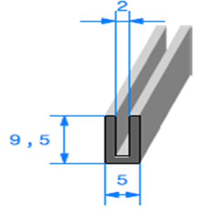 Compact en U 
 [9,5 x 5 mm] 
 [Accroche 2 mm] 
 Vendu au Mtre