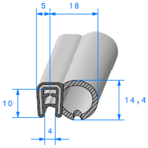 Pince Arm + Bulbe EPDM 
 [Accroche 2,5  4 mm] 
 Vendu au Mtre