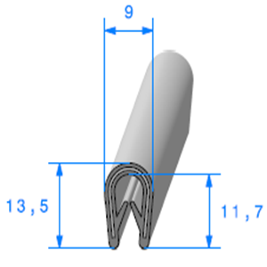 Pince PVC Arm GRIS <br /> [Accroche 1,5  3 mm] <br /> Vendu au Mtre<br />