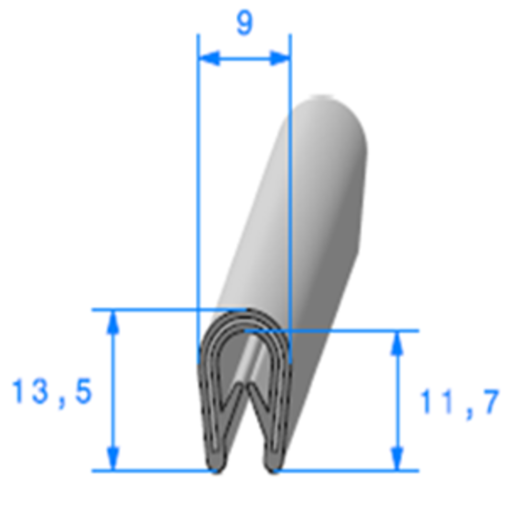 Pince PVC Arm BLANC 
 [Accroche 1,5  3 mm] 
 Vendu au Mtre