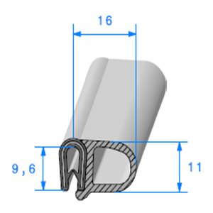 Profil 379 - Joint pince PVC armé gris