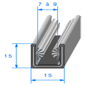 Coulisse Floque Arme <br /> [15 x 15 mm] <br /> Vendu au Mtre<br />