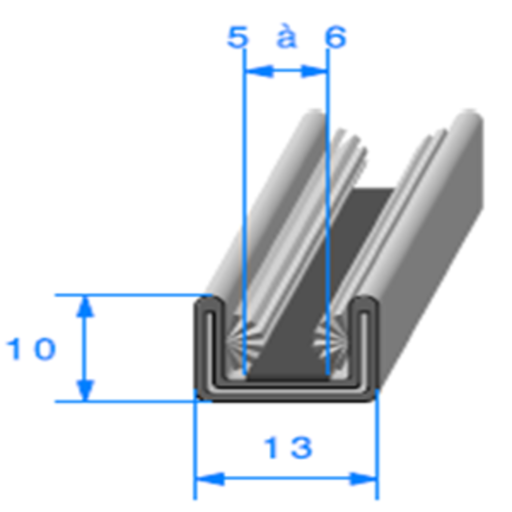 Coulisse Floque Arme 
 [10 x 13 mm] 
 Vendu au Mtre