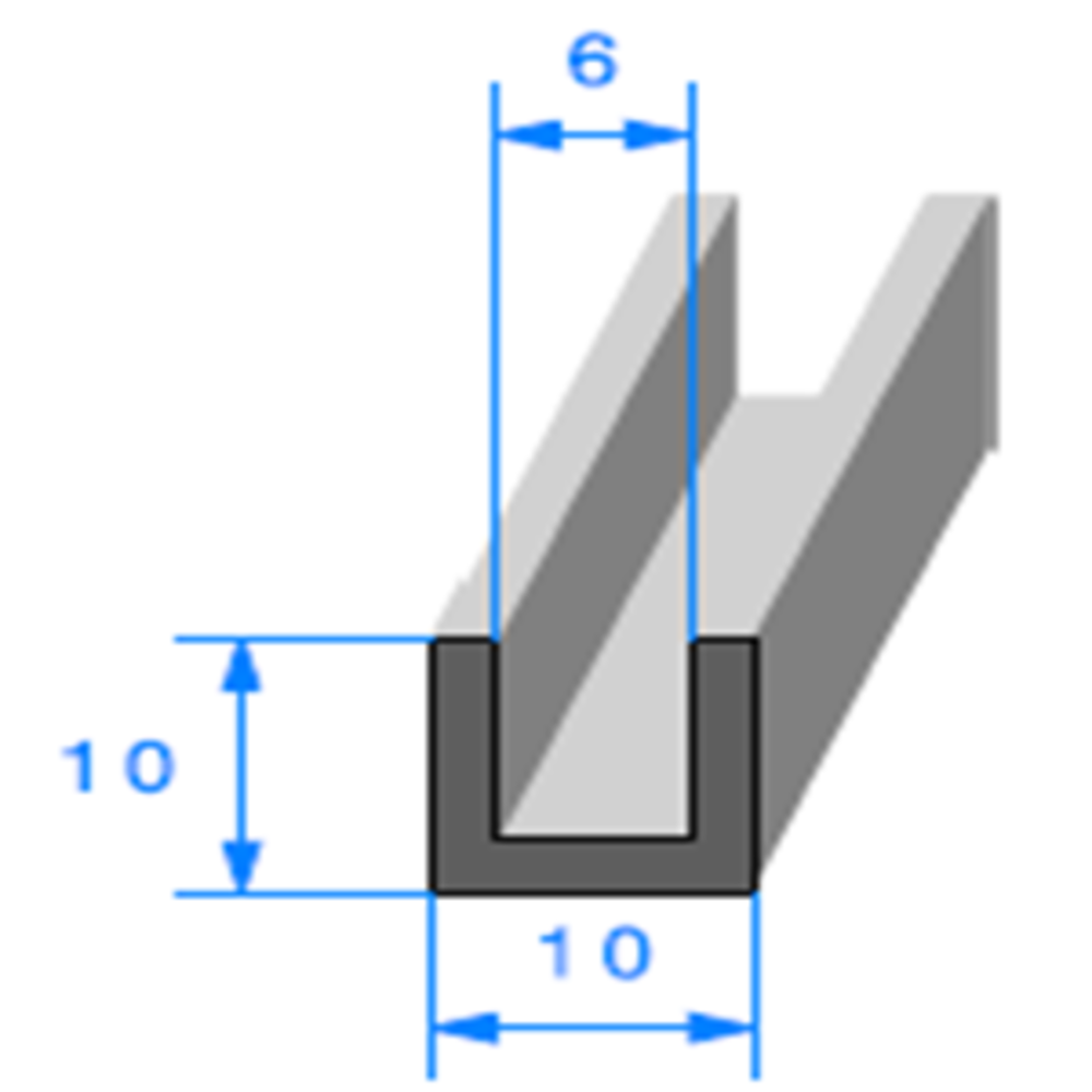 Compact en U 
 [10 x 10 mm] 
 [Accroche 6 mm] 
 Vendu au Mtre