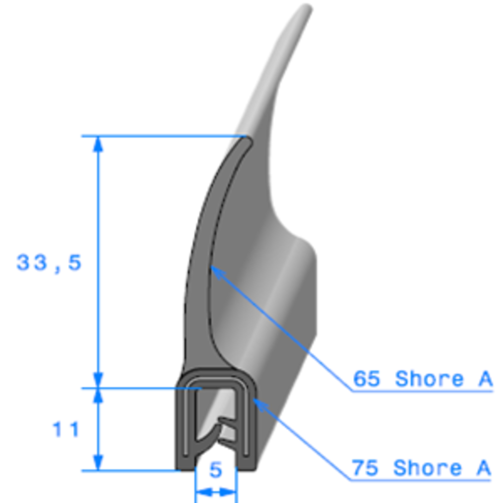 Pince EPDM Arm + Lvre 
 [Accroche 1,5  3 mm] 
 Vendu au Mtre