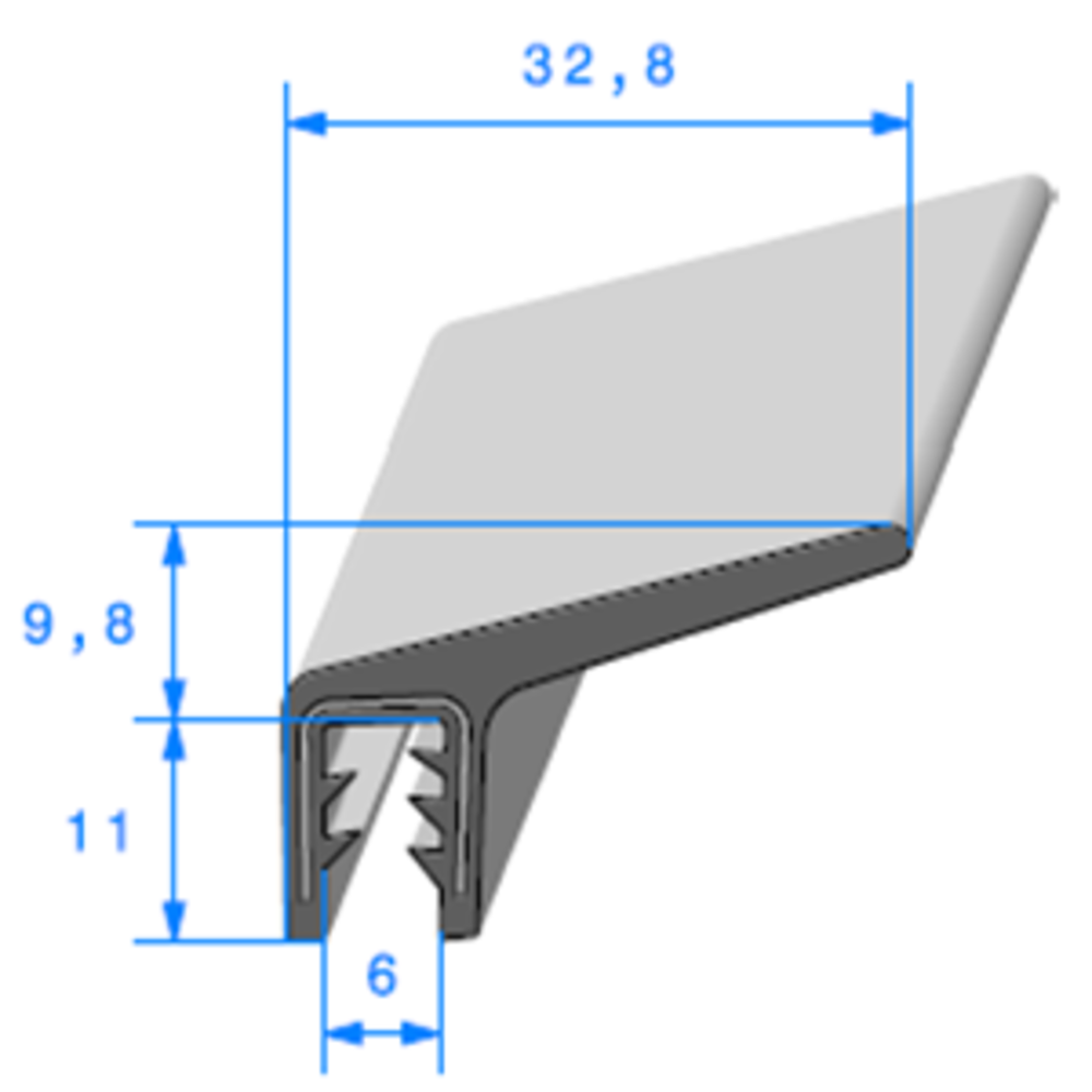 Pince EPDM Arm + Lvre 
 [Accroche 4  5 mm] 
 Vendu au Mtre