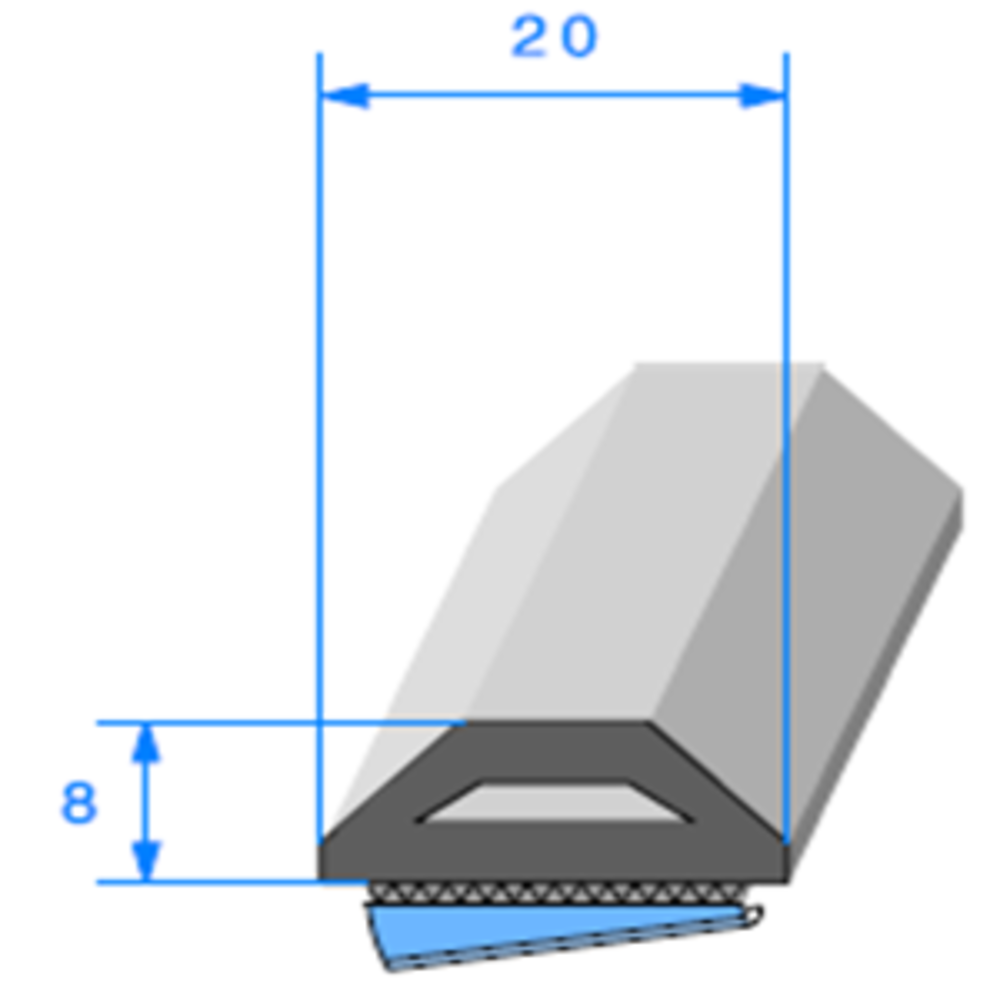 Butoir ADH 
 [8 x 20 mm] 
 Vendu au Mtre