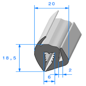 Joint de Fentre en S <br /> [18,5 x 20 mm] <br /> Vendu au Mtre<br />