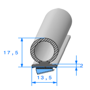 Semelle EPDM ADH + Bulbe EPDM <br /> [17,5 x 13,5 mm] <br /> Vendu au Mtre<br />