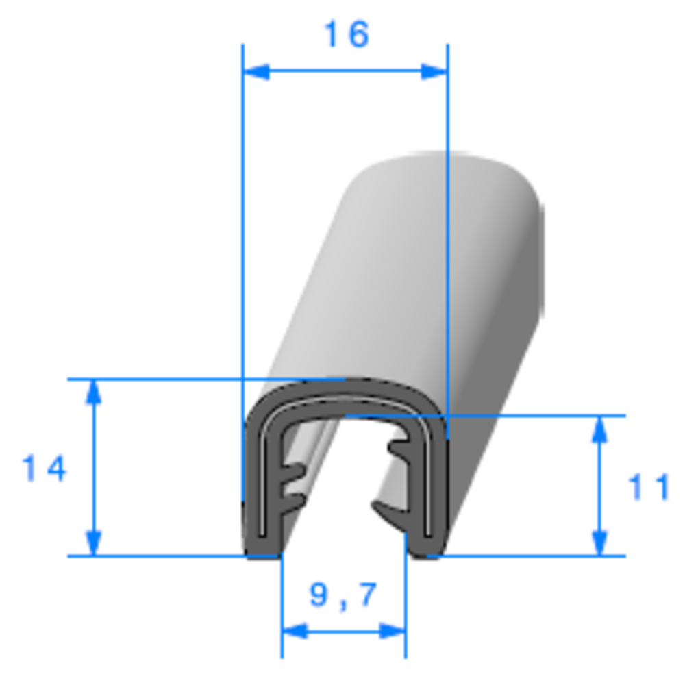 Pince EPDM Arm 
 [Accroche 7  8 mm] 
 Vendu au Mtre