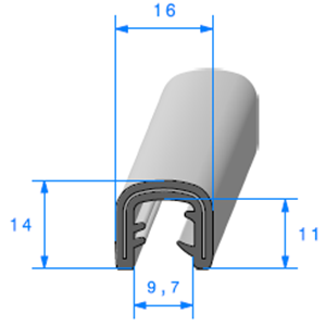 Pince EPDM Arm <br /> [Accroche 7  8 mm] <br /> Vendu au Mtre<br />