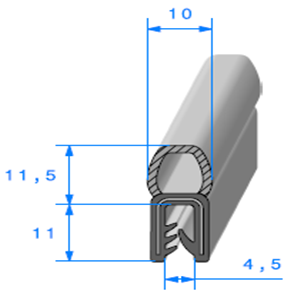 Pince EPDM Arm + Bulbe EPDM <br /> [Accroche 1  3,5 mm] <br /> Vendu au Mtre<br />