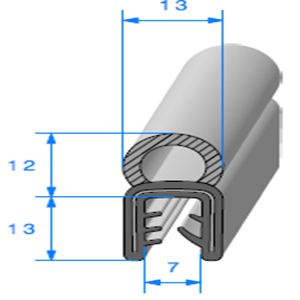 Pince EPDM Arm + Bulbe EPDM <br /> [Accroche 3  5 mm] <br /> Vendu au Mtre<br />