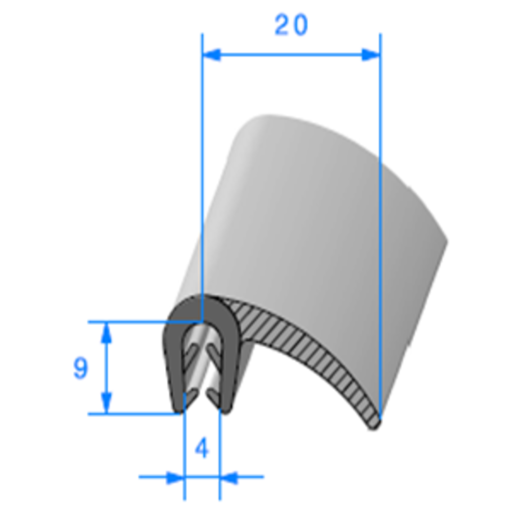 Pince EPDM Arm + Lvre EPDM 
 [Accroche 1,5  2,5 mm] 
 Vendu au Mtre