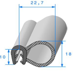 Pince EPDM + Bulbe EPDM 
 [Accroche 2,5 à 3,5 mm] 
 Vendu au Mètre