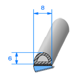Prof ADH EPDM Cellulaire 
 [6 x 8 mm] 
 Vendu au Mtre
