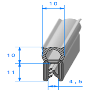 Pince EPDM Arm + Bulbe EPDM <br /> [Accroche 1  3 mm] <br /> Vendu au Mtre<br />