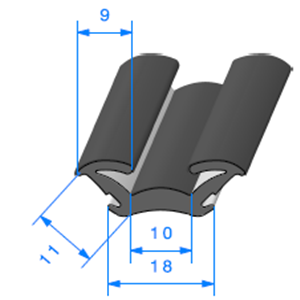 Coulisse Floque <br /> [11 x 18 mm] <br /> Vendu au Mtre<br />