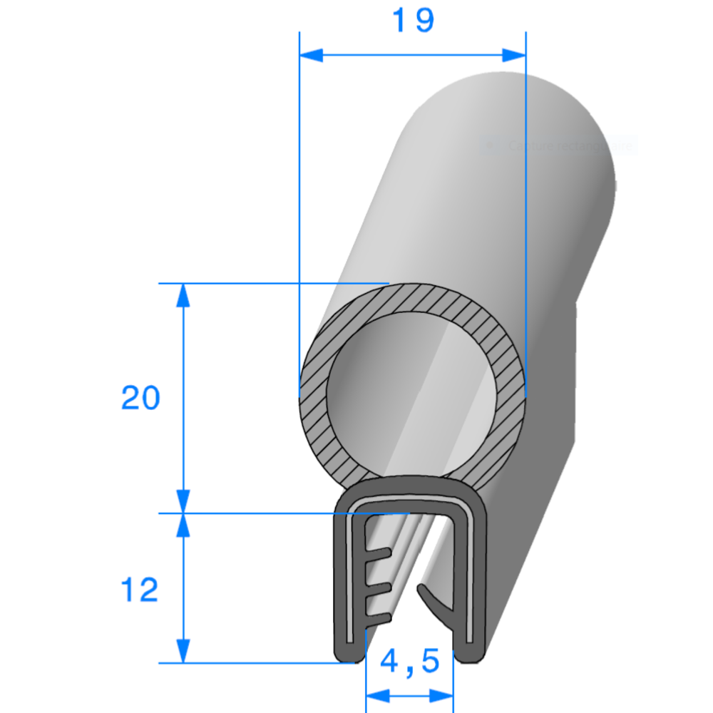 Pince EPDM Arm + Bulbe EPDM  [Accroche 1 2 mm]  Vendu au Mtre